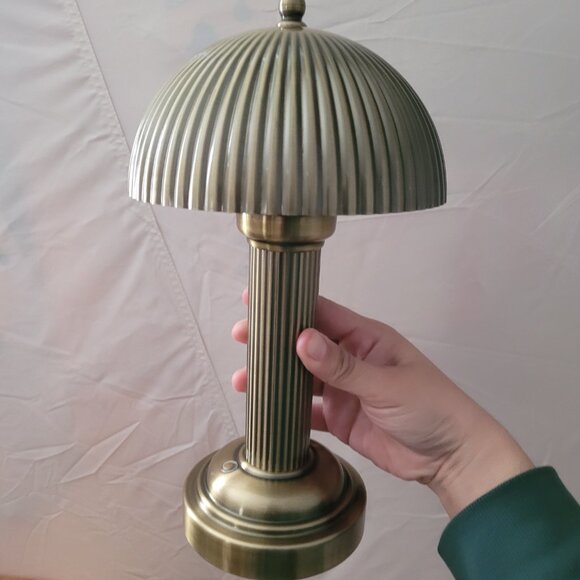 Hearth and Hand Magnolia 11.5" Fluted Metal Rechargeable Library Table Lamp Bras - Picture 4 of 6